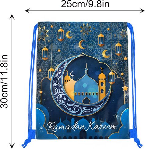 12 قطعة من حقائب رمضان برباط، حقائب تخزين غير منسوجة مثالية للسفر واللياقة البدنية والاستخدام اليومي بستة تصميمات in Saudi Arabia