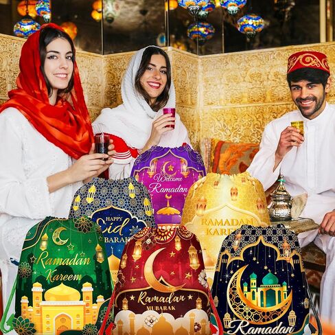 12 قطعة من حقائب رمضان برباط، حقائب تخزين غير منسوجة مثالية للسفر واللياقة البدنية والاستخدام اليومي بستة تصميمات in Saudi Arabia