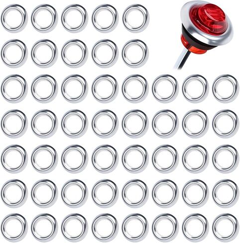 TMH 3/4 Inch Stainless Steel Trim Ring Bezel Covers, Marker & Clearance Light Covers for 3/4" Round Lights, Truck Trailer RV Bus Van (Pack of 50, Cover Only) in Saudi Arabia