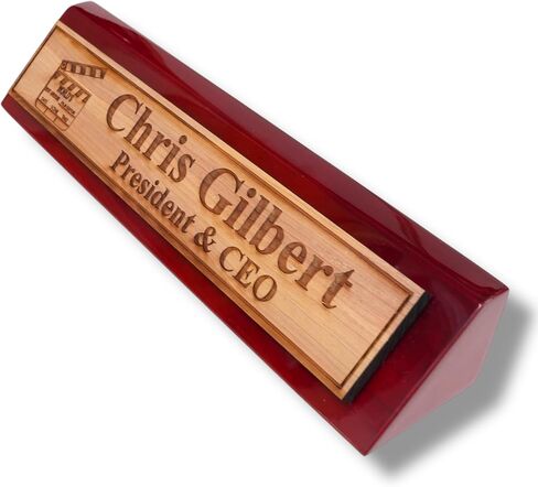 Desk Wedge Name Plate - PERSONALIZED - Worlds most awesome film editor - 11 Inches (Rosewood Piano) in Saudi Arabia