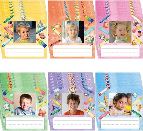 Fancy Land 36Pcs Crayon Photo Nameplates for Classroom Desk Colorful Cubbie Name Tags Label Stickers with Photo Space for 100th Day of School Students Bulletin Board Decorations Office Bin Supplies in Saudi Arabia