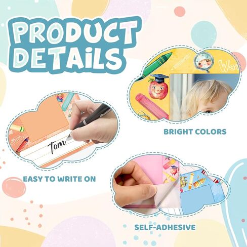 Fancy Land 36Pcs Crayon Photo Nameplates for Classroom Desk Colorful Cubbie Name Tags Label Stickers with Photo Space for 100th Day of School Students Bulletin Board Decorations Office Bin Supplies in Saudi Arabia