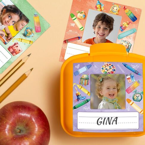 Fancy Land 36Pcs Crayon Photo Nameplates for Classroom Desk Colorful Cubbie Name Tags Label Stickers with Photo Space for 100th Day of School Students Bulletin Board Decorations Office Bin Supplies in Saudi Arabia