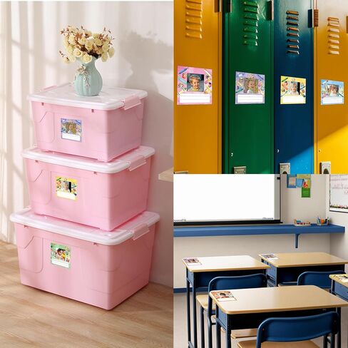 Fancy Land 36Pcs Crayon Photo Nameplates for Classroom Desk Colorful Cubbie Name Tags Label Stickers with Photo Space for 100th Day of School Students Bulletin Board Decorations Office Bin Supplies in Saudi Arabia