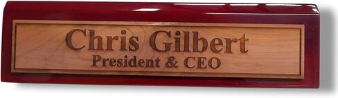 Desk Wedge Name Plate - Personalized Titles and Styles (11" Rosewood Piano Finish) in Saudi Arabia