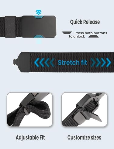 حزام GEIT للرجال من النايلون المطاطي مع إبزيم معدني سريع الفك، حزام شبكي مرن غير مرئي مقاس 1.5 بوصة للعمل والمشي لمسافات طويلة in Kuwait