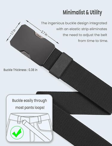 حزام GEIT للرجال من النايلون المطاطي مع إبزيم معدني سريع الفك، حزام شبكي مرن غير مرئي مقاس 1.5 بوصة للعمل والمشي لمسافات طويلة in Kuwait