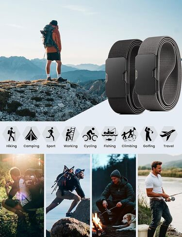 حزام GEIT للرجال من النايلون المطاطي مع إبزيم معدني سريع الفك، حزام شبكي مرن غير مرئي مقاس 1.5 بوصة للعمل والمشي لمسافات طويلة in Kuwait