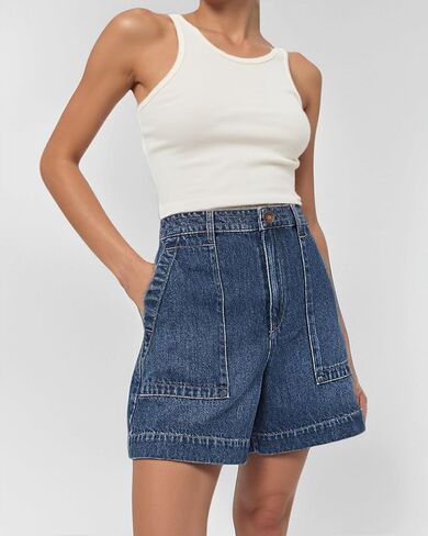 Jorts Women Baggy with Pockets-Baggy Denim Shorts Women, Casual Wide Leg Summer Jean Shorts, High-Waisted in Saudi Arabia