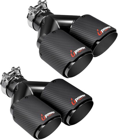 Upower Pack of 2 Carbon Fiber Exhaust Tip Tailpipe 2.5 Inch Inlet 3.5" outlet 9.8" Length Stainless Steel Exhaust Muffler Tip for Car Truck in Saudi Arabia