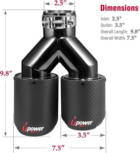 Upower Pack of 2 Carbon Fiber Exhaust Tip Tailpipe 2.5 Inch Inlet 3.5" outlet 9.8" Length Stainless Steel Exhaust Muffler Tip for Car Truck in Saudi Arabia