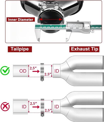 Upower Pack of 2 Carbon Fiber Exhaust Tip Tailpipe 2.5 Inch Inlet 3.5" outlet 9.8" Length Stainless Steel Exhaust Muffler Tip for Car Truck in Saudi Arabia