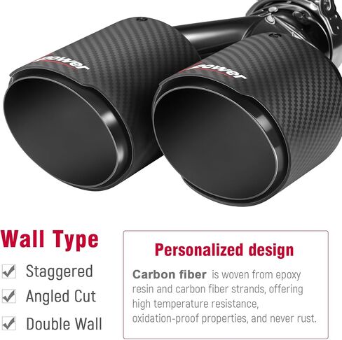 Upower Pack of 2 Carbon Fiber Exhaust Tip Tailpipe 2.5 Inch Inlet 3.5" outlet 9.8" Length Stainless Steel Exhaust Muffler Tip for Car Truck in Saudi Arabia