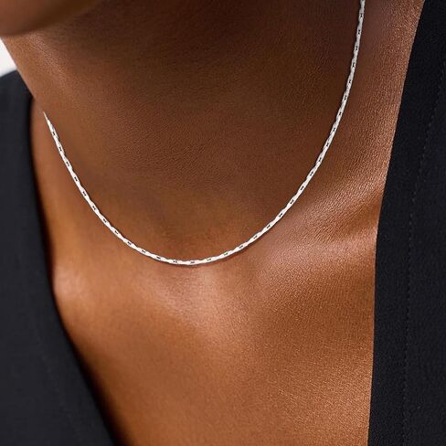 925 Sterling Silver Chain for Women, 1mm Tri-Hammered Cable Chain Diamond Cut Silver Chain Necklace Jewelry Gifts for Women Mom Girlfriend in Saudi Arabia