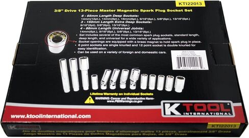 K Tool International Spark Plug Socket Set 13 Piece Magnetic 3/8 Inch in Saudi Arabia