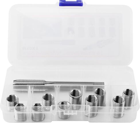 مجموعة إصلاح خيط قابس الإشعال، M10x1.0 Bolt M12x1.0 Tap طقم إصلاح من الفولاذ المقاوم للصدأ لأدوات إصلاح رأس أسطوانة محرك السيارات (اللون: فضي) in Kuwait