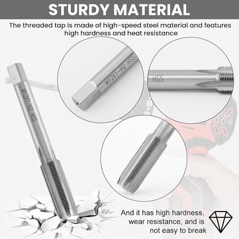 مجموعة إصلاح خيط قابس الإشعال، M10x1.0 Bolt M12x1.0 Tap طقم إصلاح من الفولاذ المقاوم للصدأ لأدوات إصلاح رأس أسطوانة محرك السيارات (اللون: فضي) in Kuwait