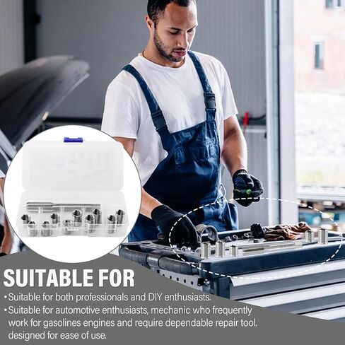 مجموعة إصلاح خيط قابس الإشعال، M10x1.0 Bolt M12x1.0 Tap طقم إصلاح من الفولاذ المقاوم للصدأ لأدوات إصلاح رأس أسطوانة محرك السيارات (اللون: فضي) in Kuwait