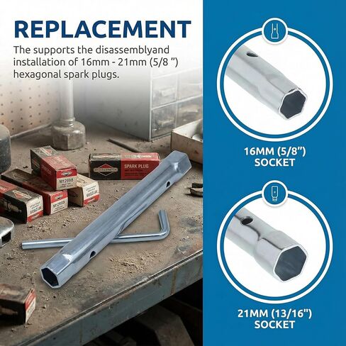 19576S 5/8" & 13/16" Spark Plug Wrench, 8-Inch Replaces 19374S/19374/690966/19576, Fits Many Briggs & Stratton Engine Series,1 Pack in Kuwait