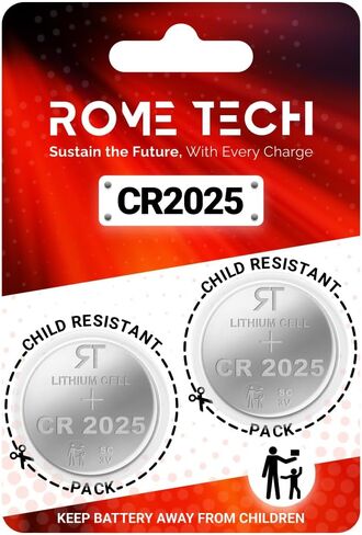 استبدال بطارية Rome Tech Key Fob CR2025 لسيارة Mercedes-Benz CR2025 C-Class E-Class ML S-Class Sprinter GLC GL CLA CLK GLE GLA SLK SL CLS GLS R C300 E350 ML350 C280 - بطارية عن بعد للسيارة - عبوتان in Saudi Arabia
