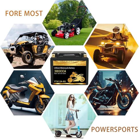 YTX12A-BS 380A Lithium LiFePO4 Motorcycle Battery, 12.8V 8AH, Fits for ATV,UTV,Jet Ski,PWC,Scooter,Lawn Mower,Tractor,Snowmobile,Smart BMS,Digital Readout,3X Cranking Amps,5X Life in Saudi Arabia