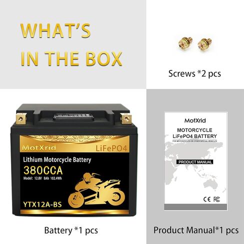 YTX12A-BS 380A Lithium LiFePO4 Motorcycle Battery, 12.8V 8AH, Fits for ATV,UTV,Jet Ski,PWC,Scooter,Lawn Mower,Tractor,Snowmobile,Smart BMS,Digital Readout,3X Cranking Amps,5X Life in Saudi Arabia