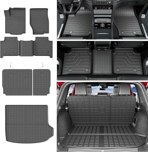 حصيرة مسند الظهر xipoqix Cargo Liner متوافقة مع 2011-2021 Jeep Grand Cherokee Cargo Mat TPE استبدال واقي المقعد الخلفي لملحقات Jeep Grand Cherokee 2011-2021 (حصيرة صندوق السيارة + حصيرة مسند الظهر) in Kuwait