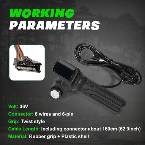 leaptrend Throttle 36V Fit for Hoverfly Z5 & Gotrax Flex Electric Scooter with LCD Display/Switch/2 Keys, E-Scooter Twist Accelerator Handle Grip Set w/Battery Display Power Lock Light Switch, 6-Pin in Kuwait