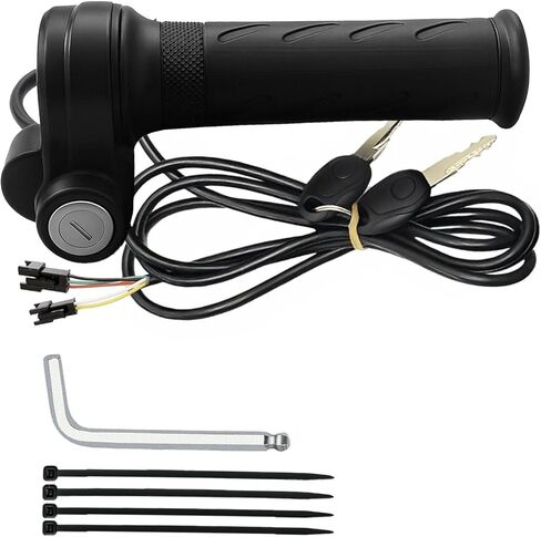 Full Twist Throttle Grip for Ebike 3 Pin,Electric Bike Throttle with Key Ignition, Universal Plug and Play Throttle for Upgrading Electric Scooter Trike Accessories Universal Voltage in Saudi Arabia