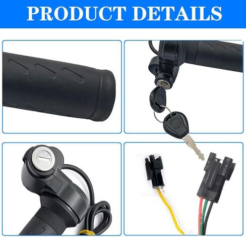 Full Twist Throttle Grip for Ebike 3 Pin,Electric Bike Throttle with Key Ignition, Universal Plug and Play Throttle for Upgrading Electric Scooter Trike Accessories Universal Voltage in Saudi Arabia