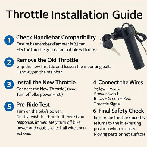 Full Twist Throttle Grip for Ebike 3 Pin,Electric Bike Throttle with Key Ignition, Universal Plug and Play Throttle for Upgrading Electric Scooter Trike Accessories Universal Voltage in Saudi Arabia