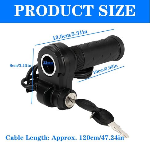 Full Twist Throttle Grip for Ebike 3 Pin,Electric Bike Throttle with Key Ignition, Universal Plug and Play Throttle for Upgrading Electric Scooter Trike Accessories Universal Voltage in Saudi Arabia