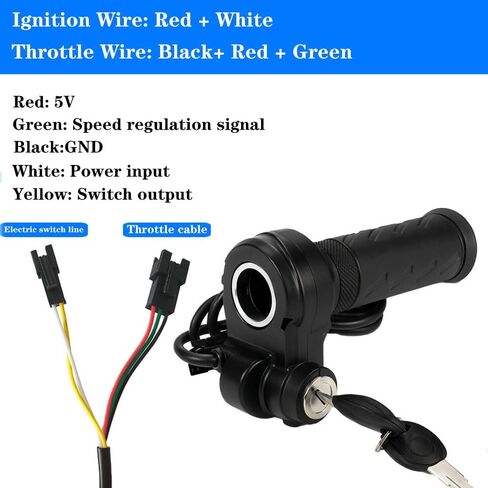 Full Twist Throttle Grip for Ebike 3 Pin,Electric Bike Throttle with Key Ignition, Universal Plug and Play Throttle for Upgrading Electric Scooter Trike Accessories Universal Voltage in Saudi Arabia