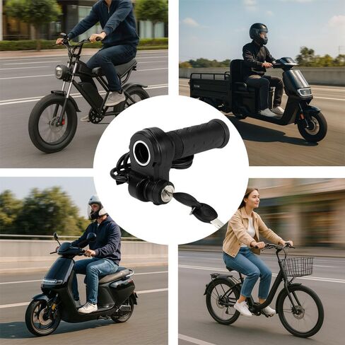 Full Twist Throttle Grip for Ebike 3 Pin,Electric Bike Throttle with Key Ignition, Universal Plug and Play Throttle for Upgrading Electric Scooter Trike Accessories Universal Voltage in Saudi Arabia