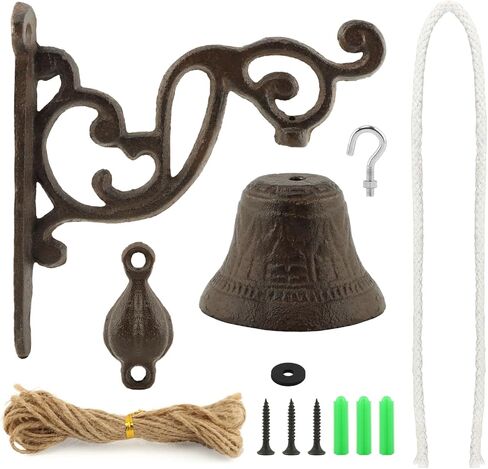 Outdoor Dinner Hanging Bell‌, Antique Cast Iron Bell Wall Mounted – Vintage Farmhouse & Garden Doorbell for Outside Front Door Garden Home Decor in Saudi Arabia