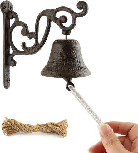 Outdoor Dinner Hanging Bell‌, Antique Cast Iron Bell Wall Mounted – Vintage Farmhouse & Garden Doorbell for Outside Front Door Garden Home Decor in Saudi Arabia