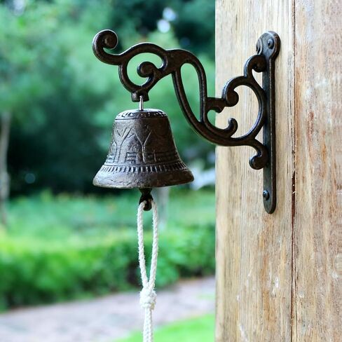 Outdoor Dinner Hanging Bell‌, Antique Cast Iron Bell Wall Mounted – Vintage Farmhouse & Garden Doorbell for Outside Front Door Garden Home Decor in Saudi Arabia