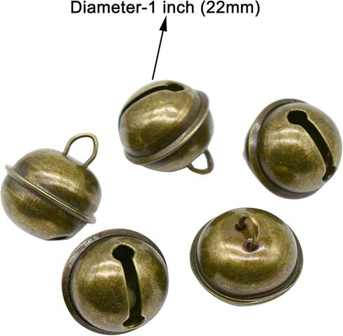 40 PCS Vintage Jingle Bell 1 Inches Antique Decorative Tone Copper Bell for Door Bell Wedding Christmas Tree Crafts Hallowmas Decoration in Saudi Arabia