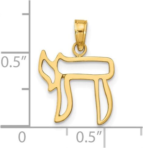 Saris and Things 14k Yellow Gold Solid Chai Cut-out Charm Pendant in Saudi Arabia