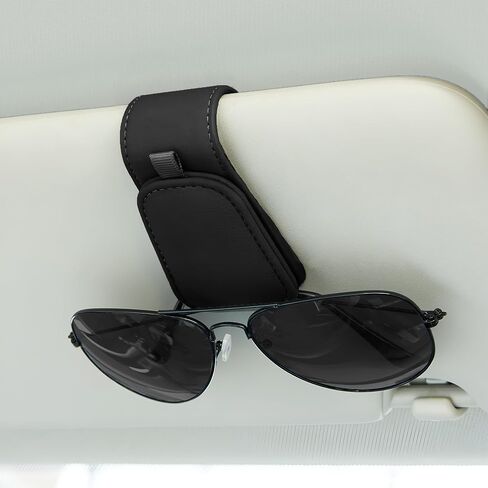 Sunglass Holder for Car Visor 2 Pack, Double Magnetic Leather Sunglasses Holder Clip, Universal for Car SUV Truck in Saudi Arabia