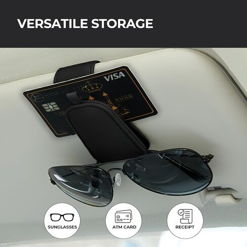 Sunglass Holder for Car Visor 2 Pack, Double Magnetic Leather Sunglasses Holder Clip, Universal for Car SUV Truck in Saudi Arabia