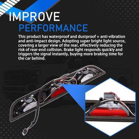 Rear Center Third Brake Light High Mount Stop Lamp Compatible With 2015-2022 Ford F150 Lobo F250 F350 F450 F550 Super Duty Replaces FL3Z-13A613-A FL3Z-13A613-C FL34-13A613-AM FL34-13A613-AK in Saudi Arabia