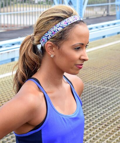 Sweaty Bands Womens Girls Headband - Non-Slip Velvet-Lined Sports Hairband - Fiesta Blue 1-Inch in Saudi Arabia