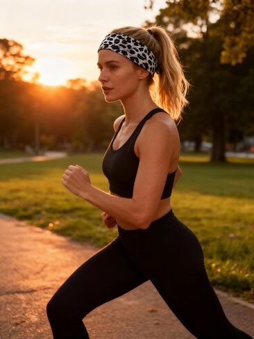 Boho Yoga Headband Sweat Wicking Stretchy Cotton Hair Band for Women Gym Fitness Running Dance Headwrap in Saudi Arabia