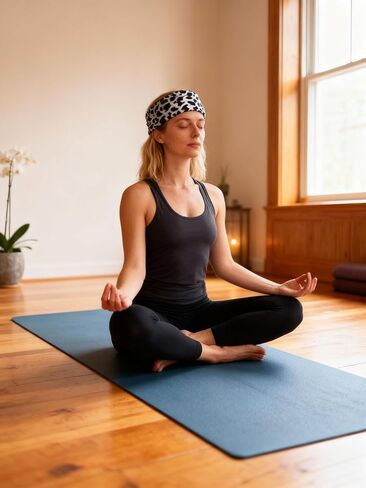 Boho Yoga Headband Sweat Wicking Stretchy Cotton Hair Band for Women Gym Fitness Running Dance Headwrap in Saudi Arabia