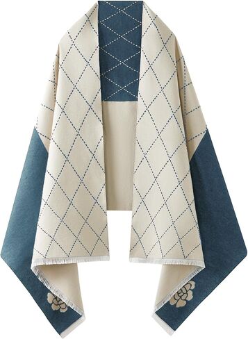 Reversible Pashmina Shawl Wrap for Women Big Scarf, Open Front Poncho Cape Gift in Saudi Arabia