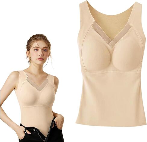 MIUPOO Women's Thermal Tank Tops Sleeveless Thermal Underwear Winter Warm Camisole Base with Built in Bra,1 Piece. in Saudi Arabia