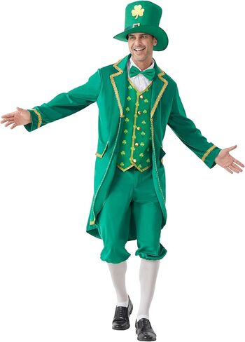Leprechaun Costume for Men, Deluxe Men’s St Patricks Day Adult Outfit, St. Patrick’s Irish Green Lucky Cosplay Suit in Kuwait