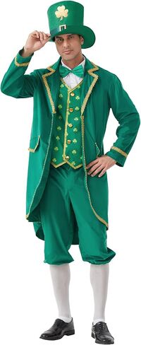 Leprechaun Costume for Men, Deluxe Men’s St Patricks Day Adult Outfit, St. Patrick’s Irish Green Lucky Cosplay Suit in Kuwait