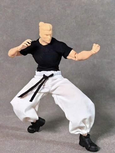 Ximitoy (الملابس فقط) 1/12th Gojo Satoru قميص أسود + بنطلون لشخصية ذكر 6 بوصة (تي شيرت محبوك + بنطلون) in Kuwait